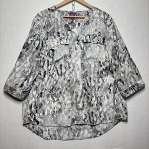Beverly Drive‎ Semi Sheer Abstract Blouse Top Artsy Statement Plus Size 16W 18W